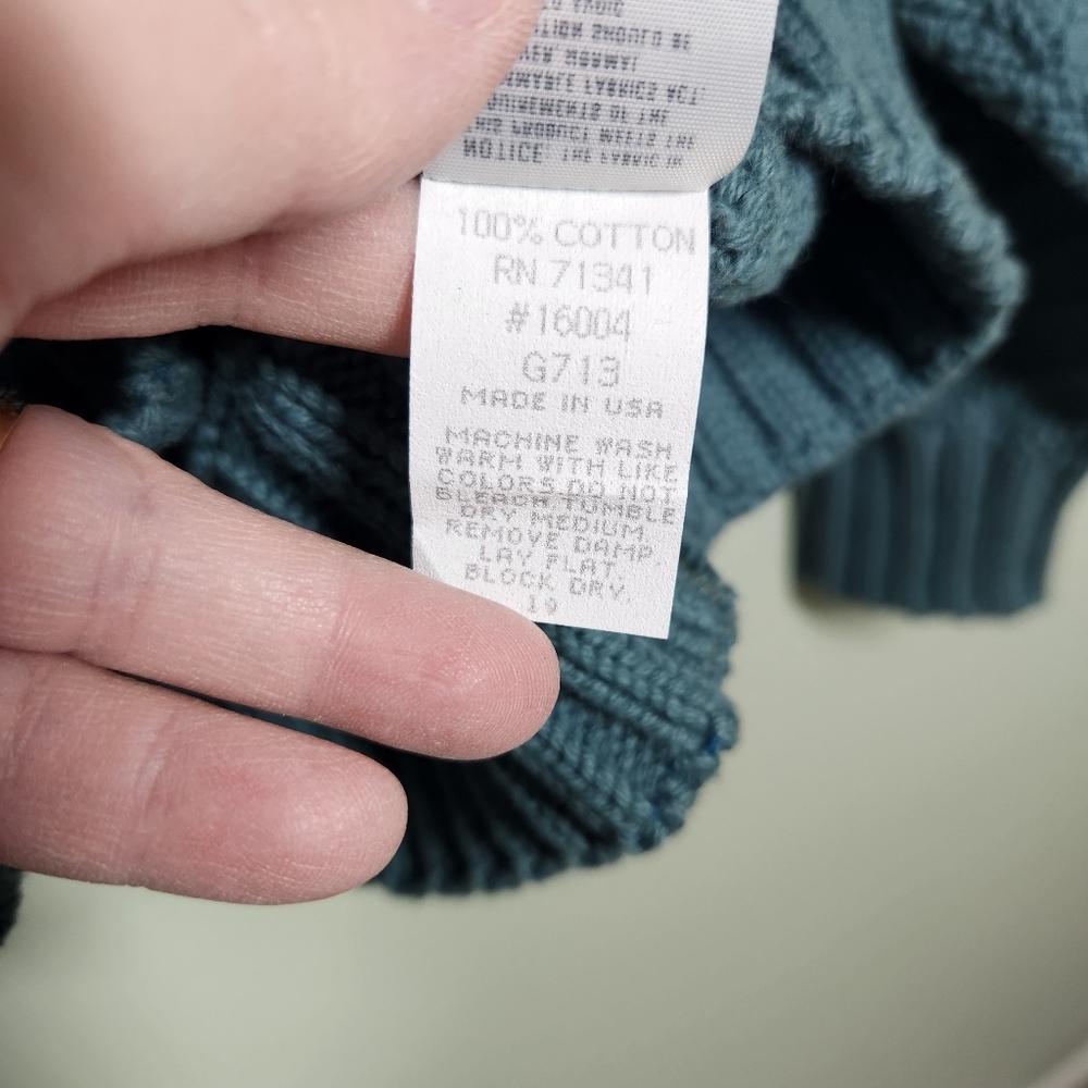 Vintage L.L. Bean Men's Green 100% Cotton Sweater, Sz XL - Picture 7 of 8